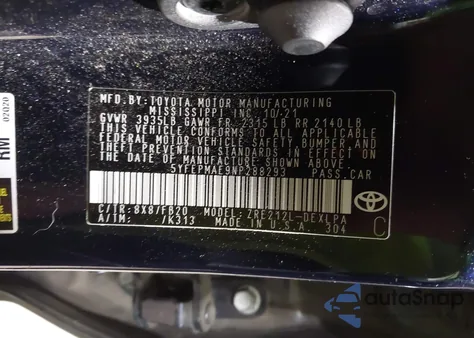 2022 Toyota Corolla Le from USA, damaged, VIN 5YFEPMAE9NP288293